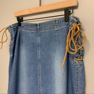 Vintage Denim Jean Maxi Tie Sides Women’s Skirt 14